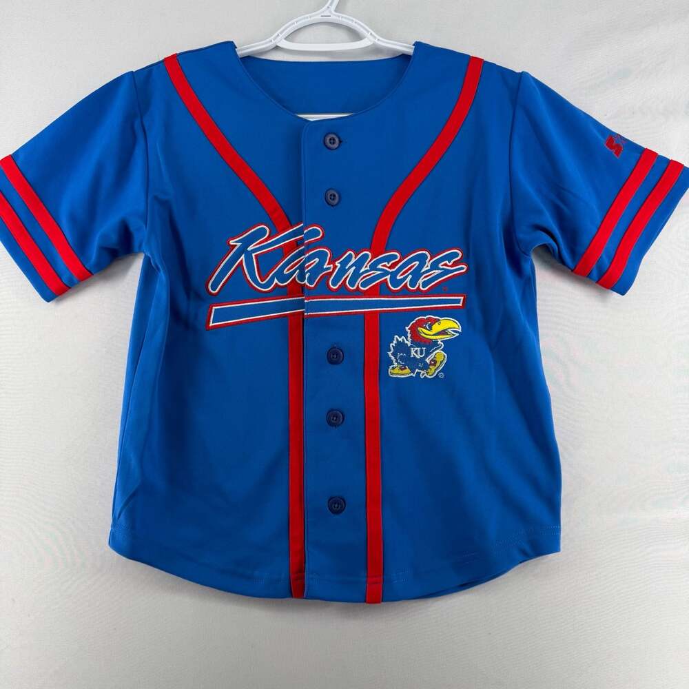 1258 8/10 Starter Kansas Jayhawks NCAA Youth Button-Up Baseball Jersey
